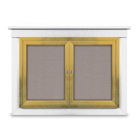 United Visual Products 48"x36" 2-Door Enclosed Letterboard, Green Felt/Cherry UV2624O-CHERRY-GREEN